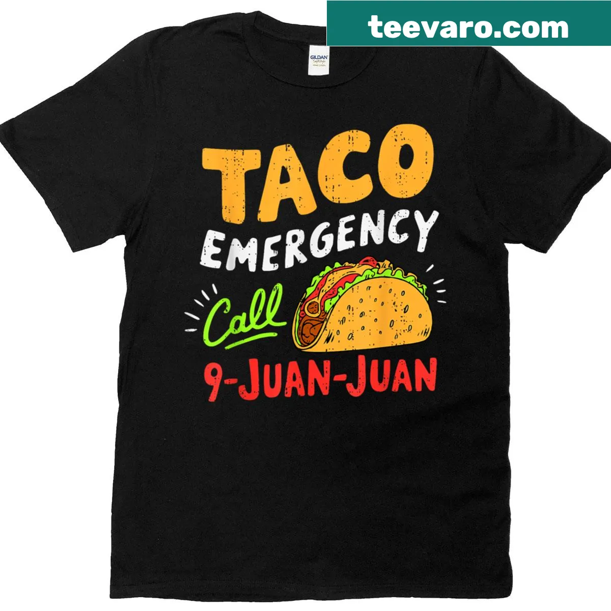 Funny Cinco De Mayo t-shirt with taco emergency call graphic — on a men's t-shirt