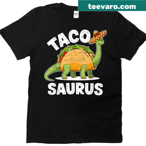 Cartoon T-Rex dinosaur enjoying a taco