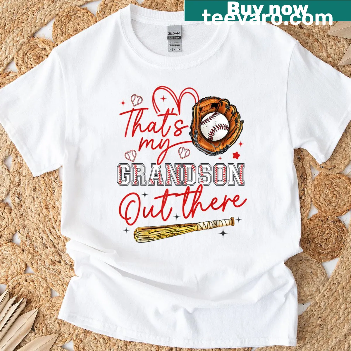 Sentimental t-shirt with 'That's My Grandson Out There' text — on a men's t-shirt