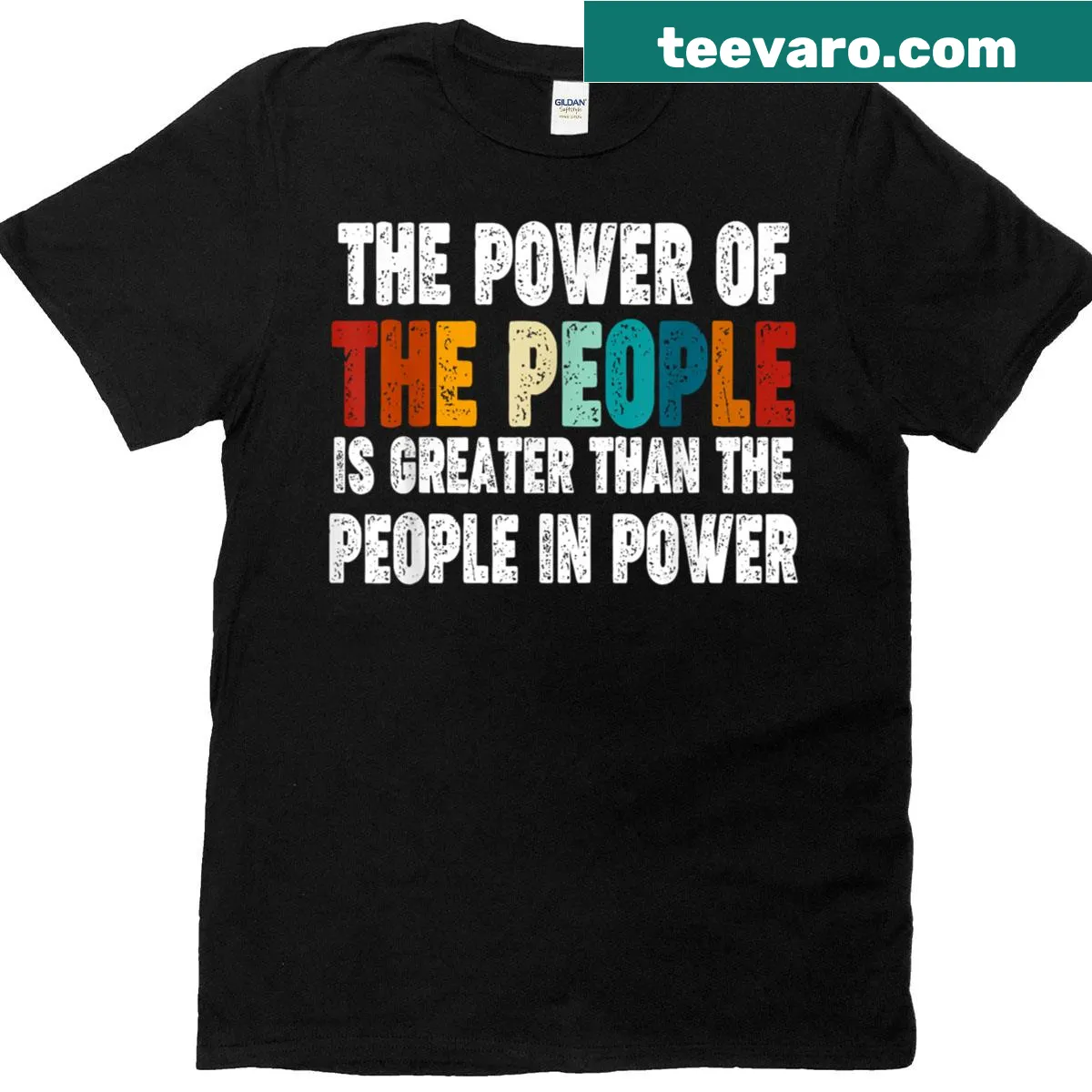 Bold typography statement t-shirt about power dynamics. — on a men's t-shirt