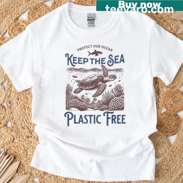 Vintage t-shirt with an illustration of a sea turtle for Earth Day.