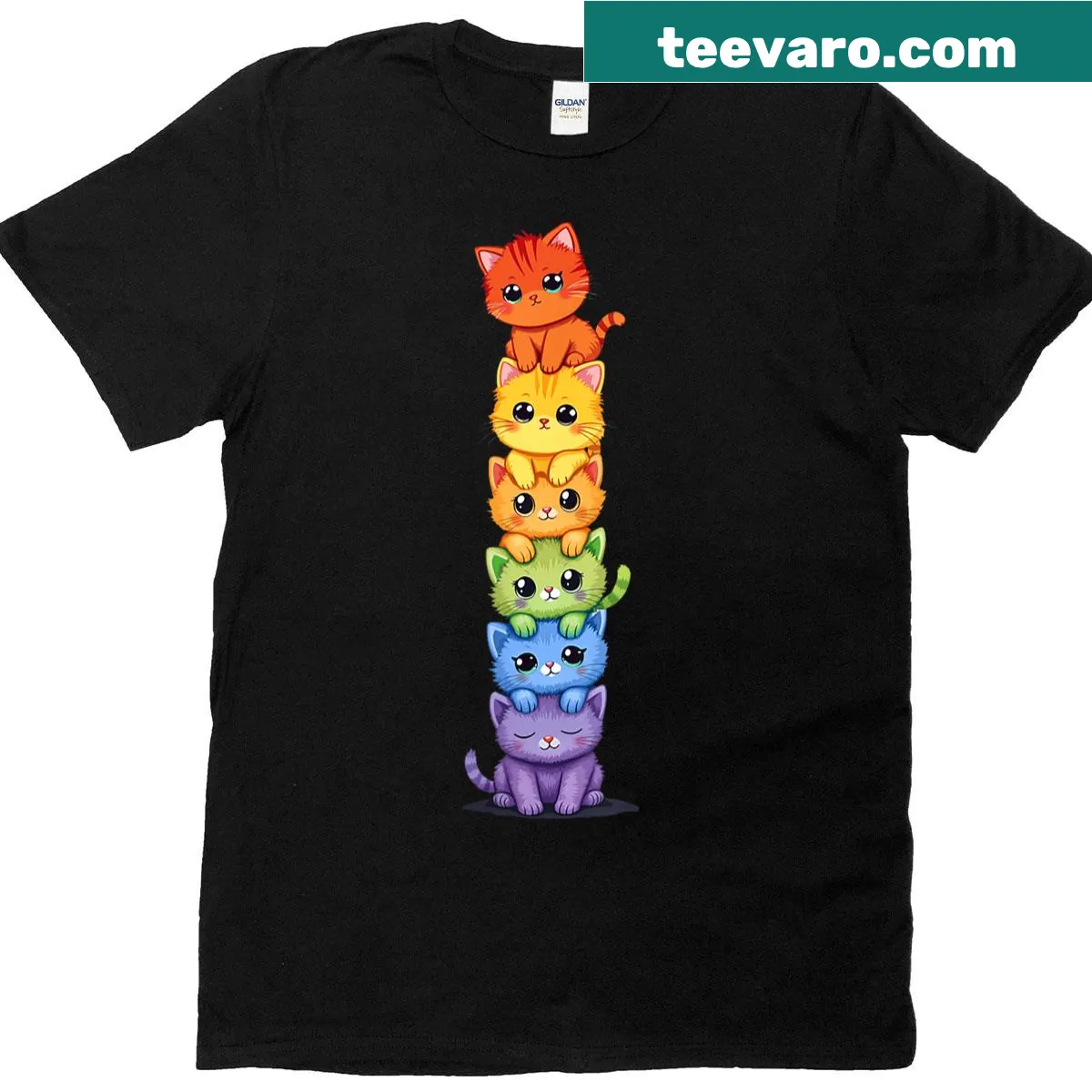 LGBTQ+ cat-themed pride t-shirt — on a men's t-shirt