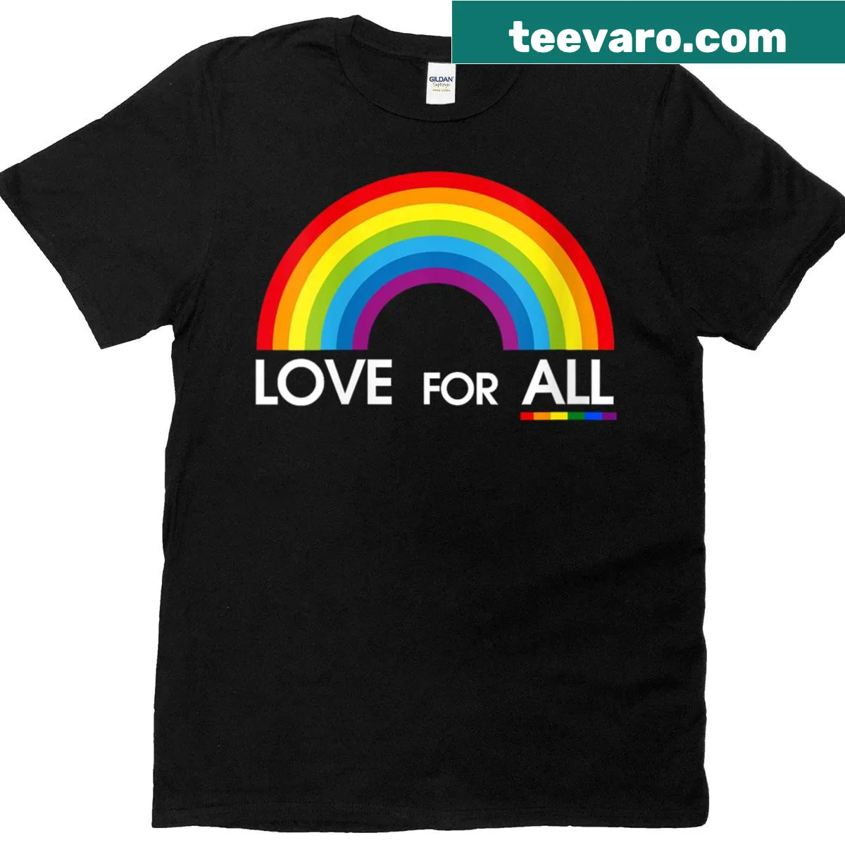 LGBT-themed t-shirt featuring rainbow graphic and message of equality — on a men's t-shirt