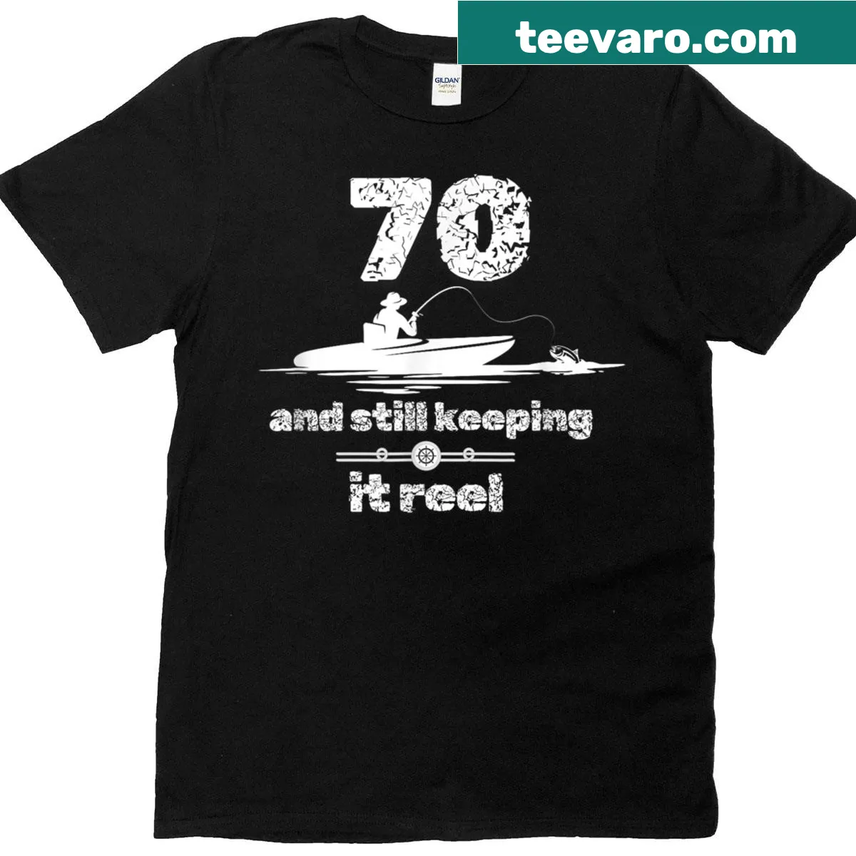 Funny fishing-themed T-shirt with humorous saying — on a men's t-shirt