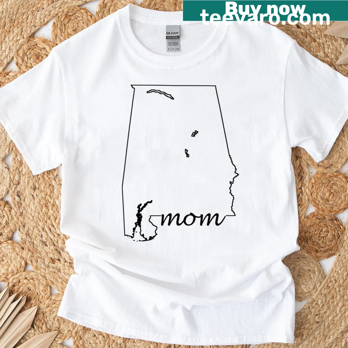 Illustrative design celebrating Alabama moms on a t-shirt. — on a men's t-shirt