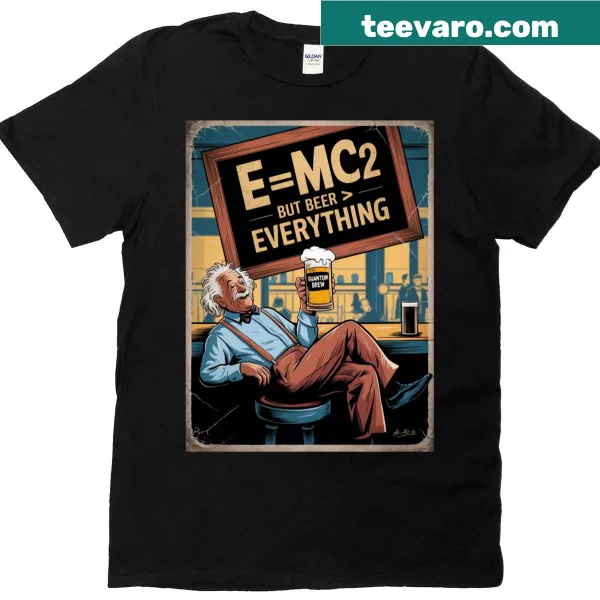 Humorous science and beer-themed graphic tee