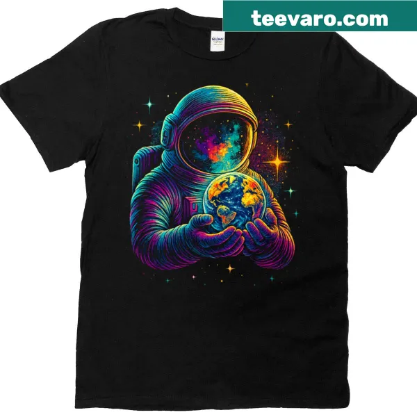 Illustration t-shirt of an astronaut with planets