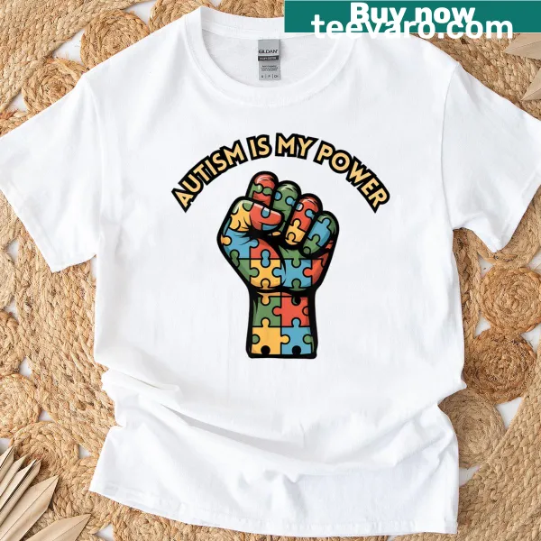 T-shirt showcasing a periodic table design for autism awareness