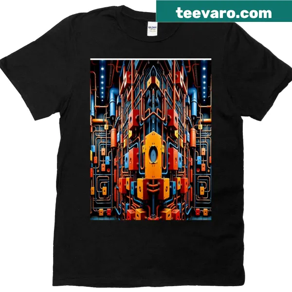 Abstract graphic t-shirt with artistic design and intriguing phrase