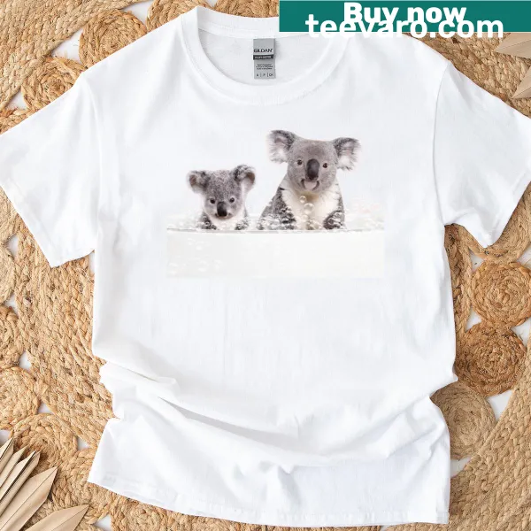 Cute illustration of a baby koala in a bathtub