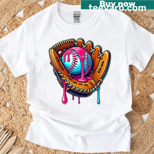 Toddler T-shirt with baseball glove and ice cream cartoon design