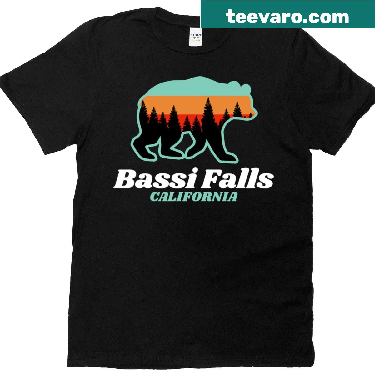 Illustration of a bear family in a nature setting on a T-shirt — on a men's t-shirt