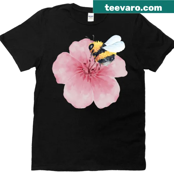 Illustration of a bee and flowers on a T-shirt