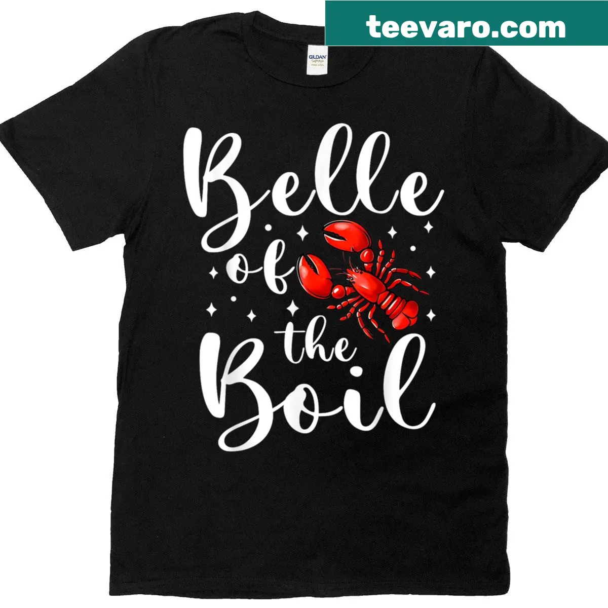 Illustrated seafood lover t-shirt with shrimp, crawfish, and crab — on a men's t-shirt