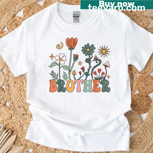 Typography design 'Brother Of A Little Wildflower' on a women's T-shirt