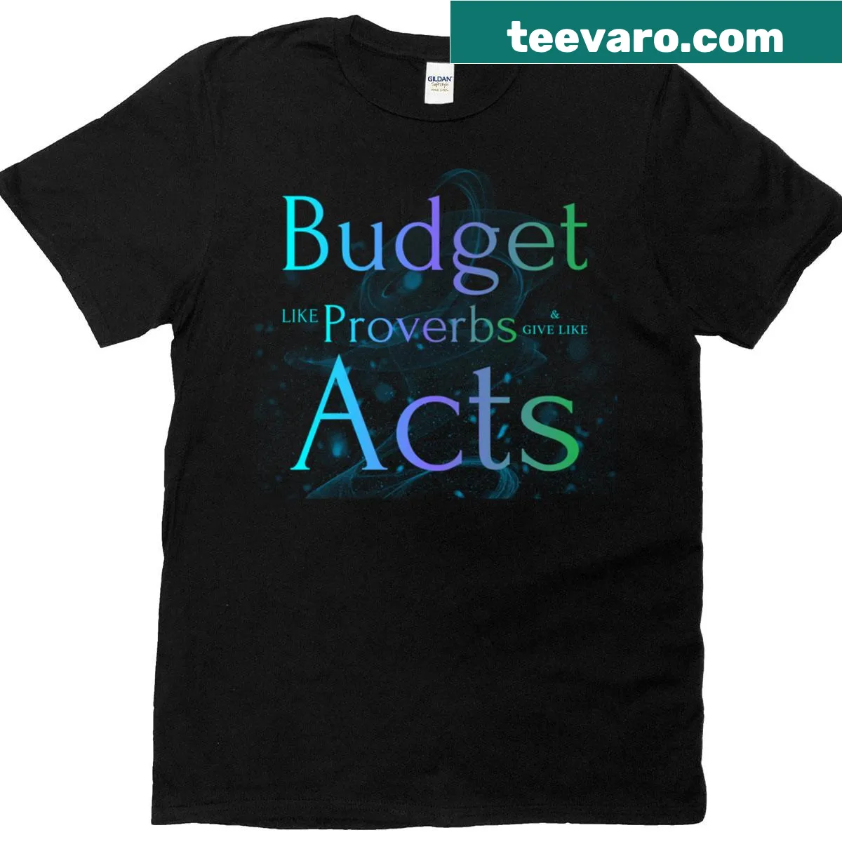 Inspirational typography t-shirt with financial wisdom quotes. — on a men's t-shirt