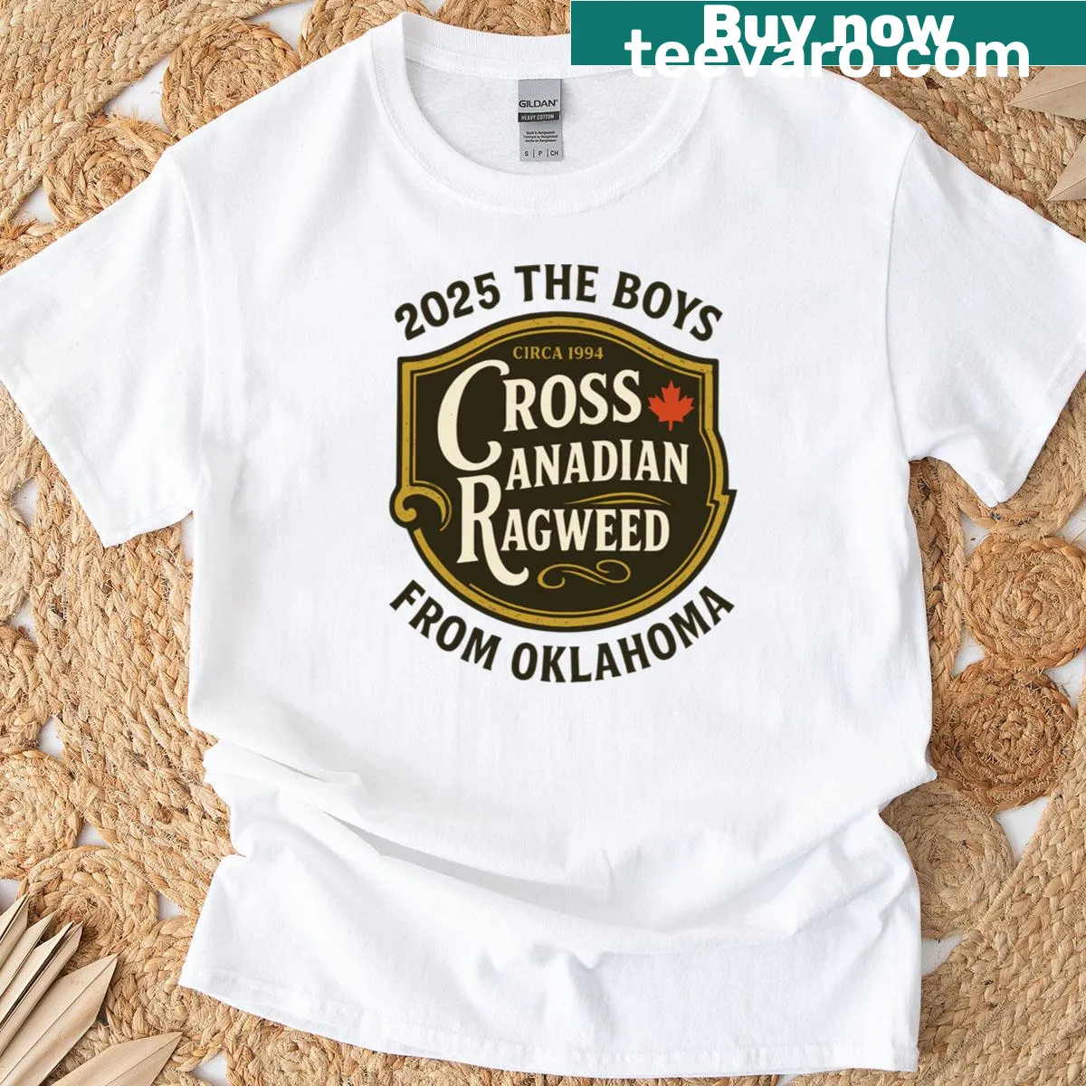 Graphic t-shirt celebrating CCR and their Oklahoma roots — on a men's t-shirt