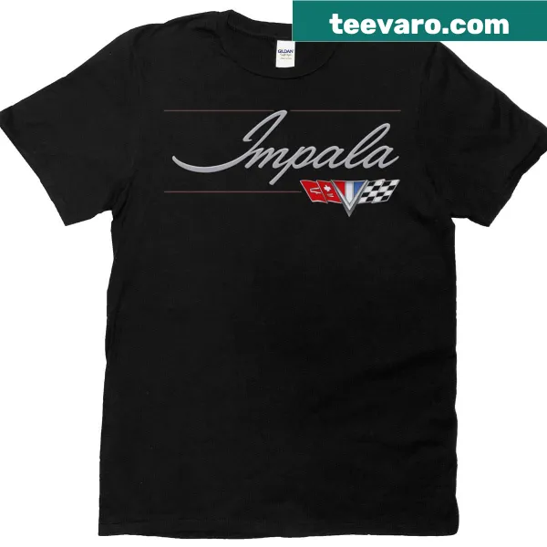 Vintage-inspired Chevy Impala T-shirt with car and accessories design