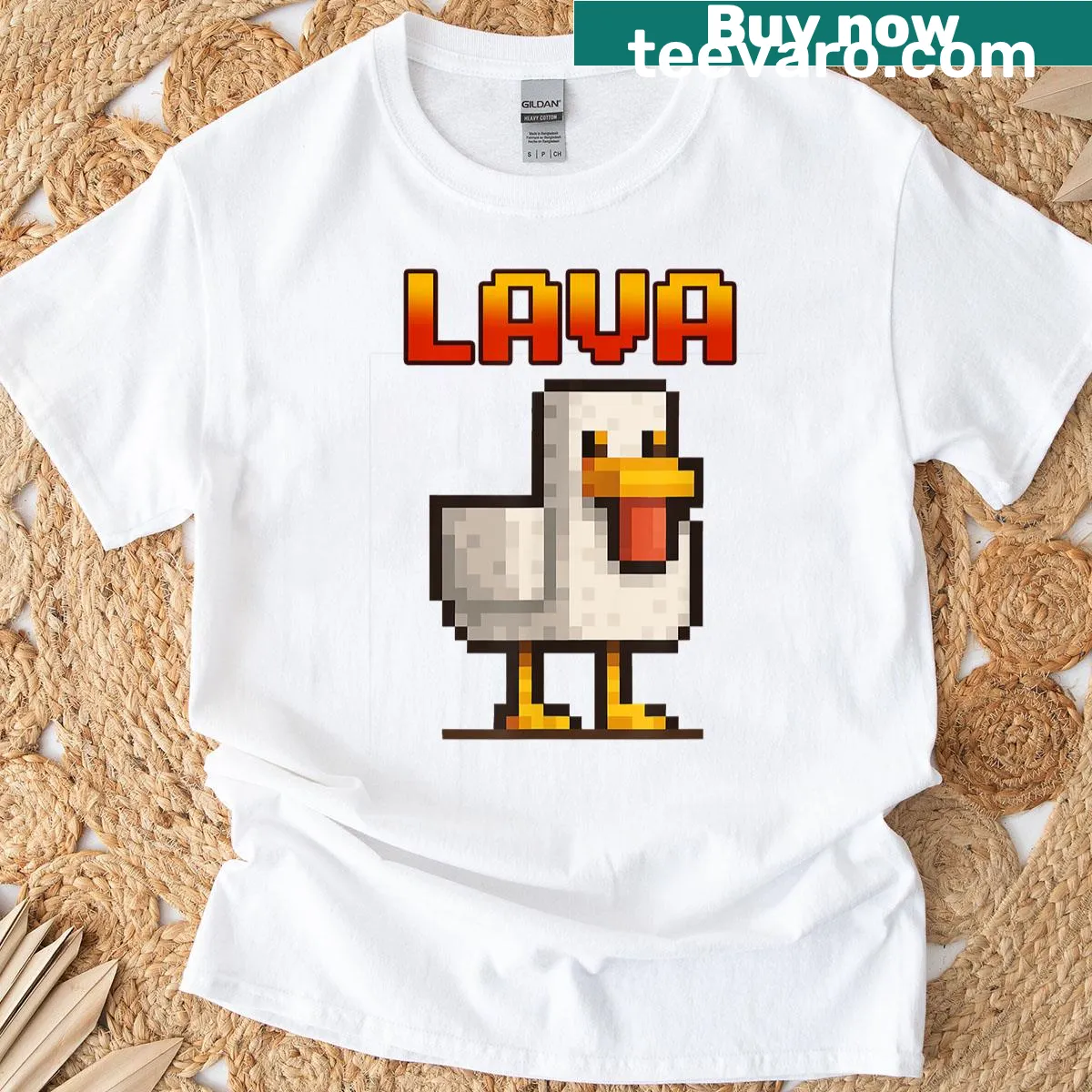 Humorous chicken cooked in lava t-shirt — on a men's t-shirt