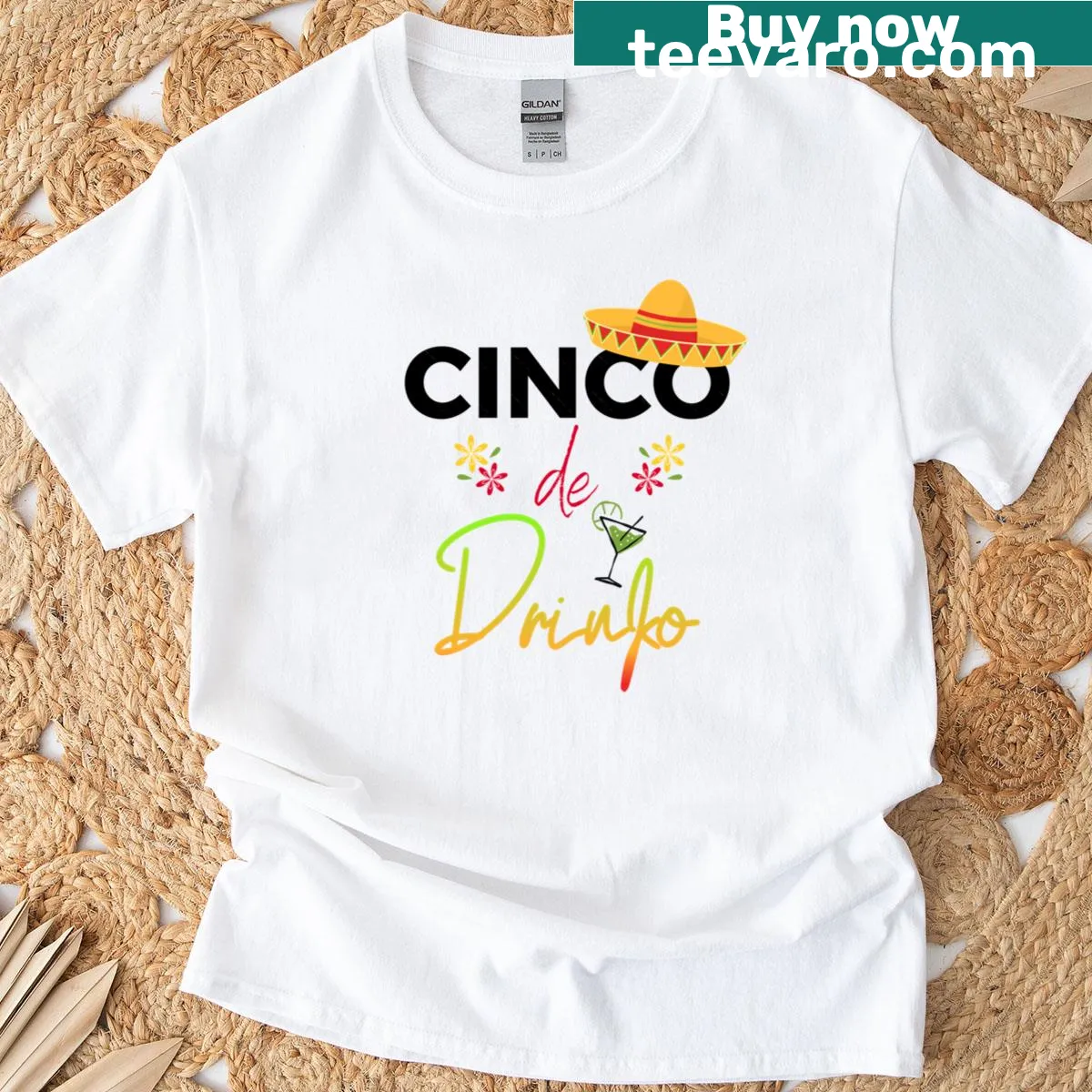Cinco Drinko Cinco de Mayo festive t-shirt — on a men's t-shirt