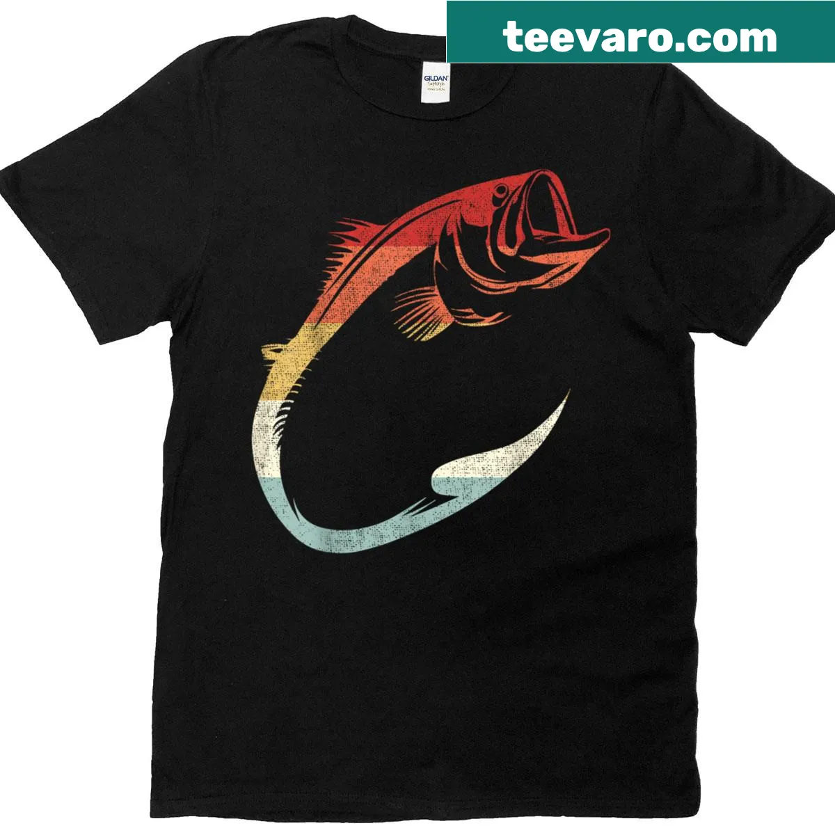 Cool Minimal Fish Hook Art T-shirt featuring a simple fish hook design. — on a men's t-shirt