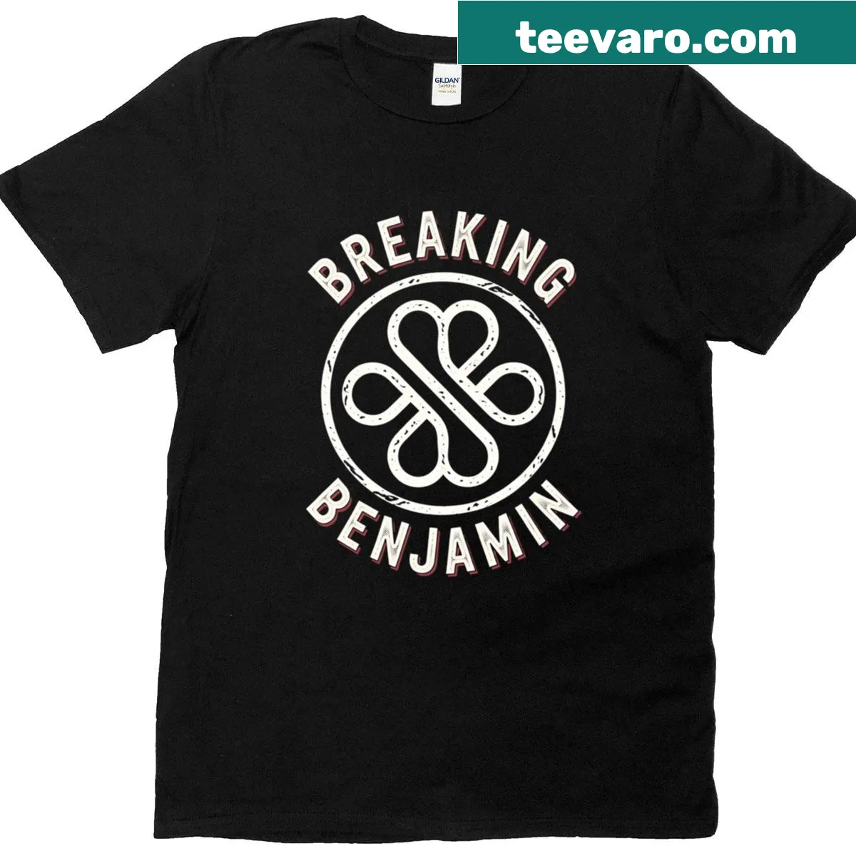 Retro t-shirt featuring the name of the rock band 'Dark Before Dawn.' — on a men's t-shirt