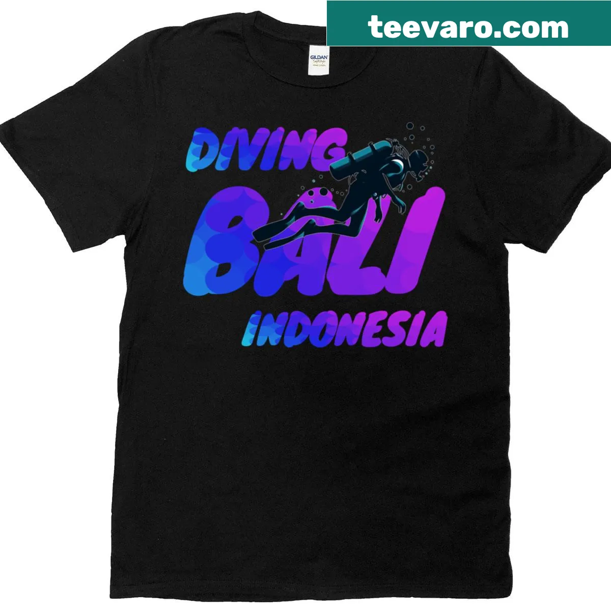 T-shirt showcasing an underwater scene with coral and fish for divers — on a men's t-shirt
