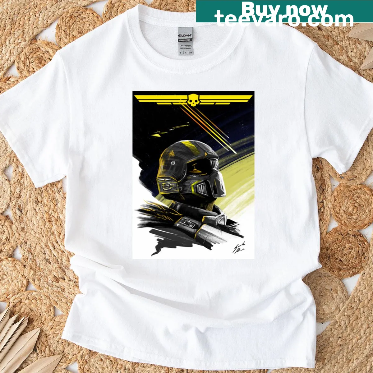 Bold typography T-shirt featuring the phrase Diving In Hell — on a men's t-shirt