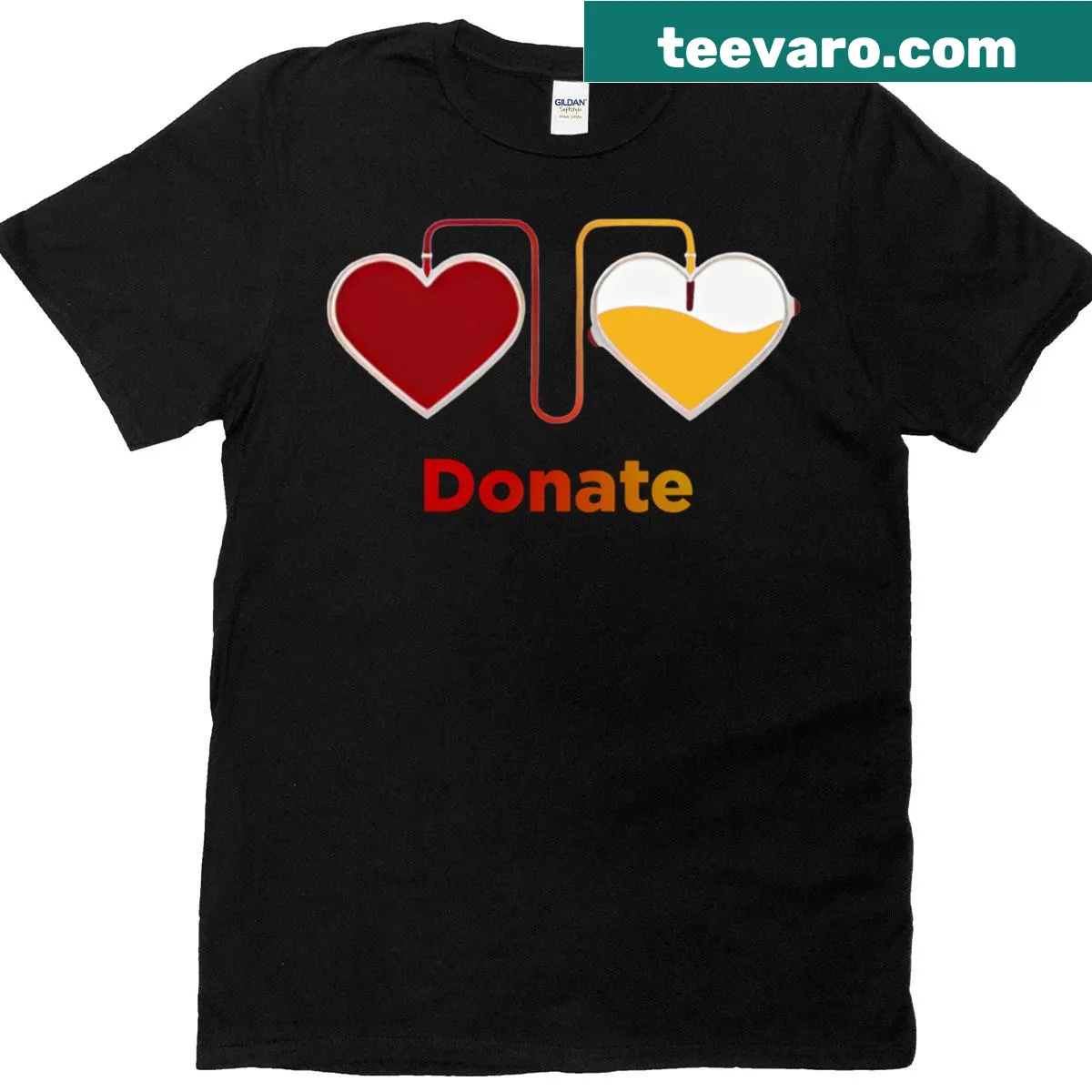 T-shirt promoting plasma donation with clear message — on a men's t-shirt