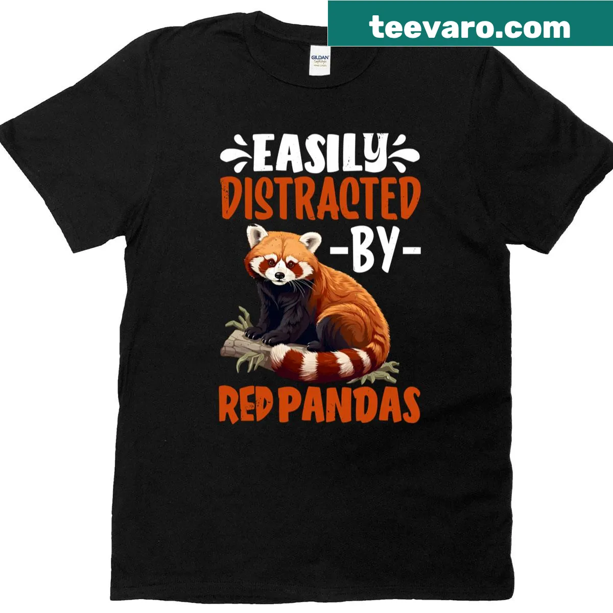 T-shirt featuring playful design of red pandas and humorous distraction theme — on a men's t-shirt