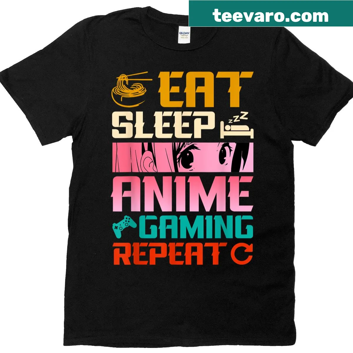 Kawaii graphic of gaming lifestyle on a T-shirt — on a men's t-shirt