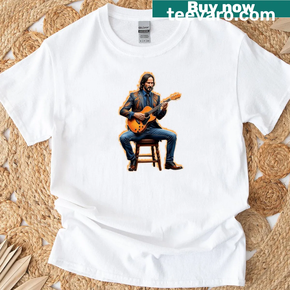 Playful typography graphic t-shirt with vibe message — on a men's t-shirt