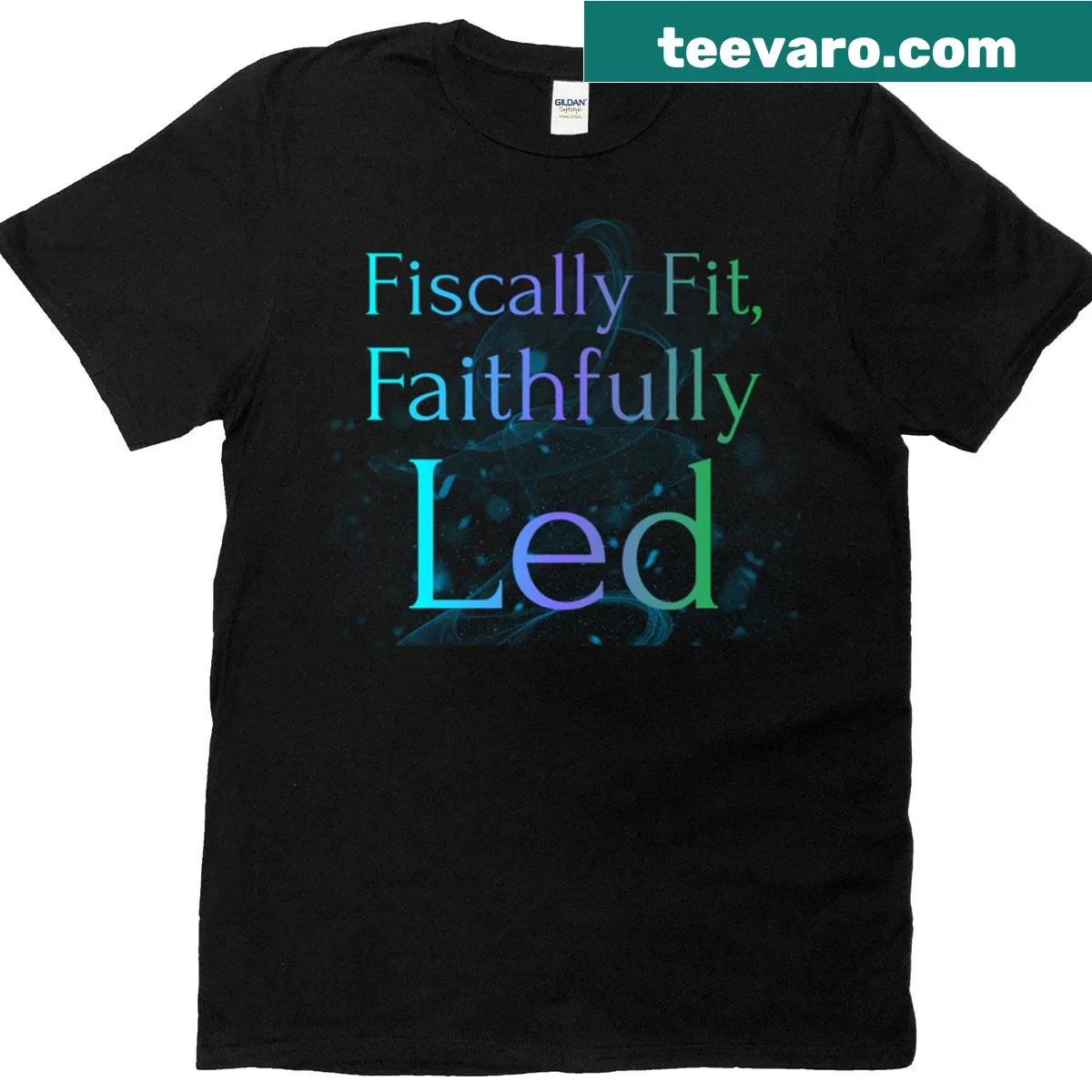 Typography shirt proclaiming financial and spiritual dedication — on a men's t-shirt