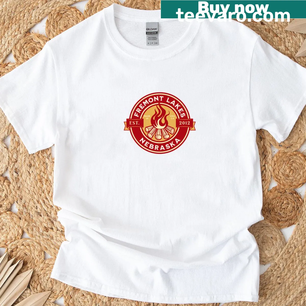 Vintage design T-shirt inspired by camping at Fremont Lakes in Nebraska — on a men's t-shirt