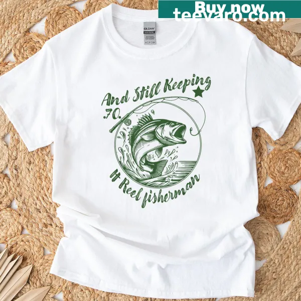 Vintage fishing humor T-shirt for celebrating a 70th birthday