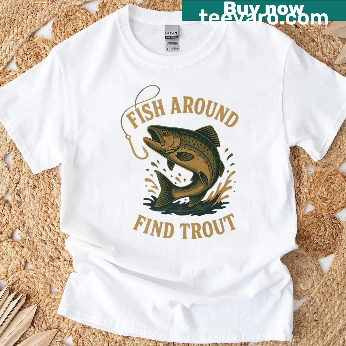 T-shirt with a funny quote about trout fishing for anglers — on a men's t-shirt