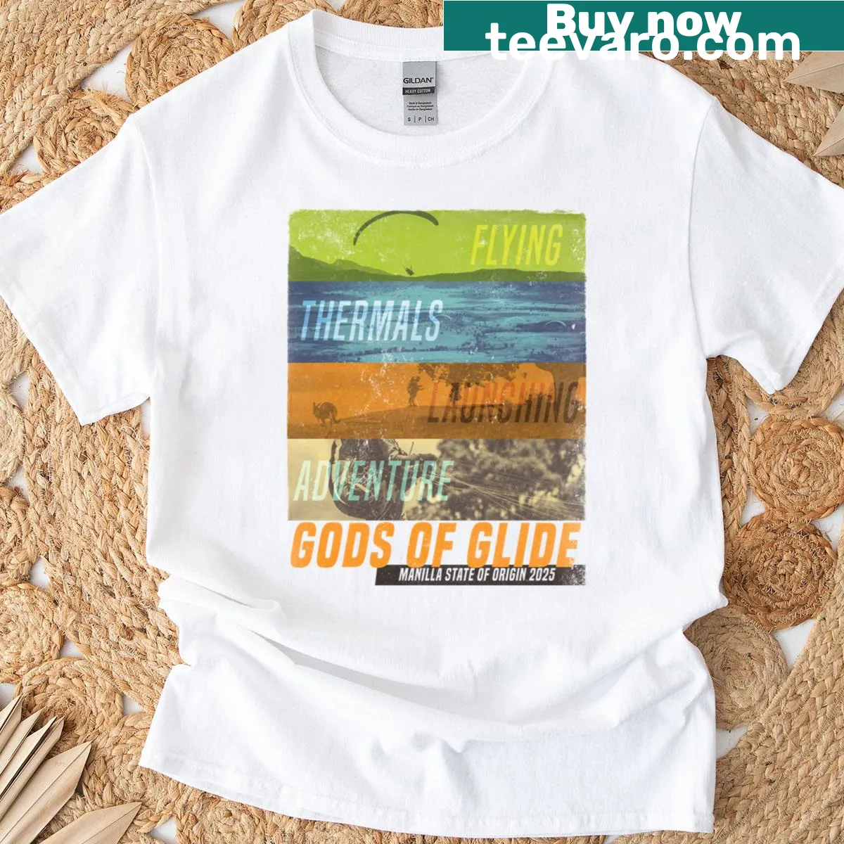 Typography T-shirt with the phrase 'Gods Of Glide' — on a men's t-shirt