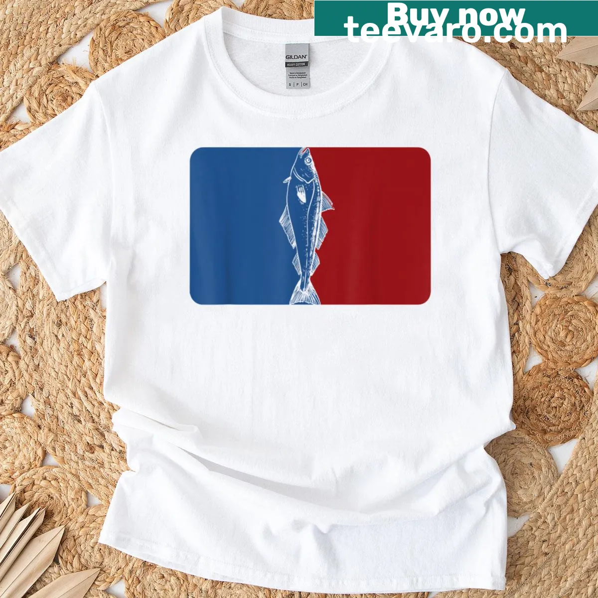 Illustration of a Great Pollack fish on a fisherman tshirt — on a men's t-shirt