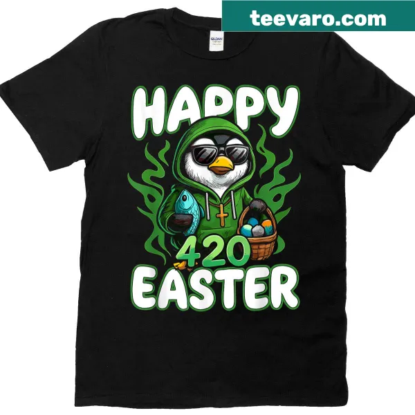 Cute Easter penguin t-shirt with fish graphic