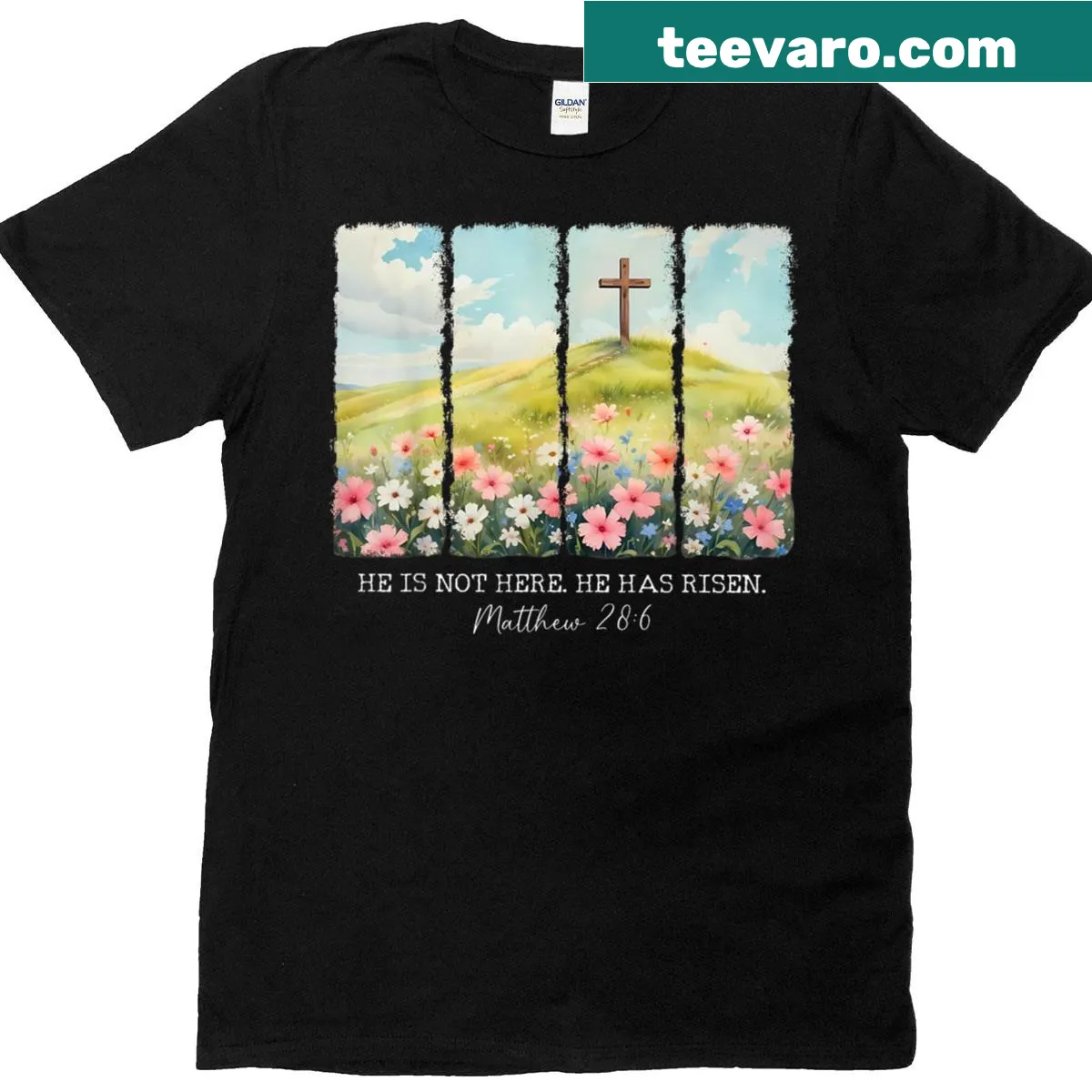Inspirational Easter T-shirt with the message about resurrection — on a men's t-shirt