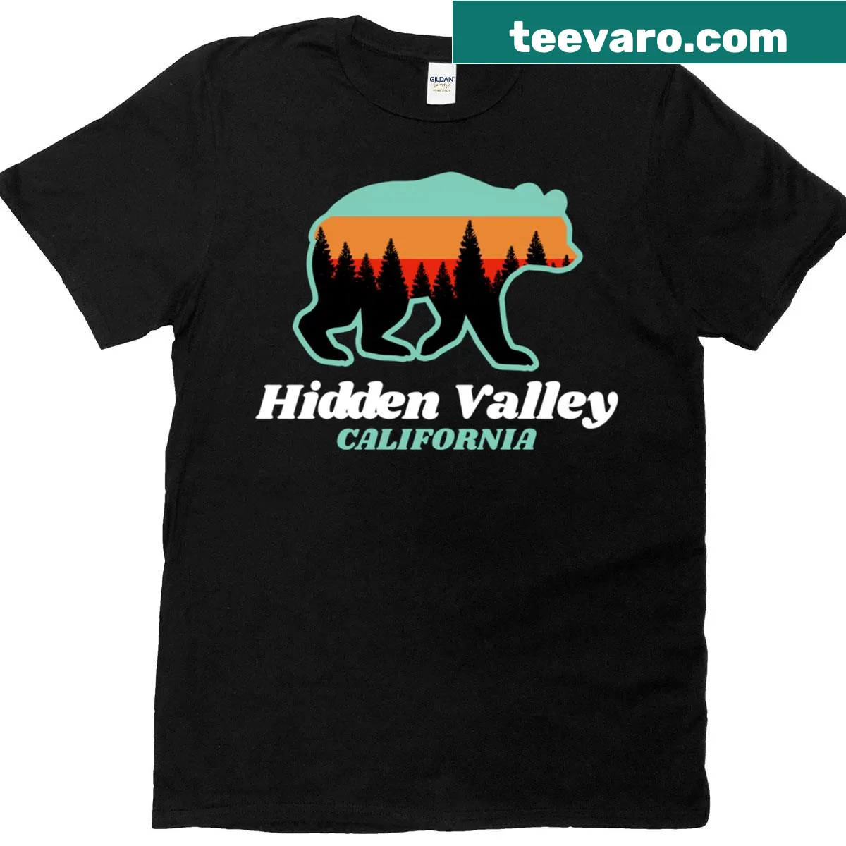Illustration of a bear family on Hidden Valley Trail T-shirt — on a men's t-shirt