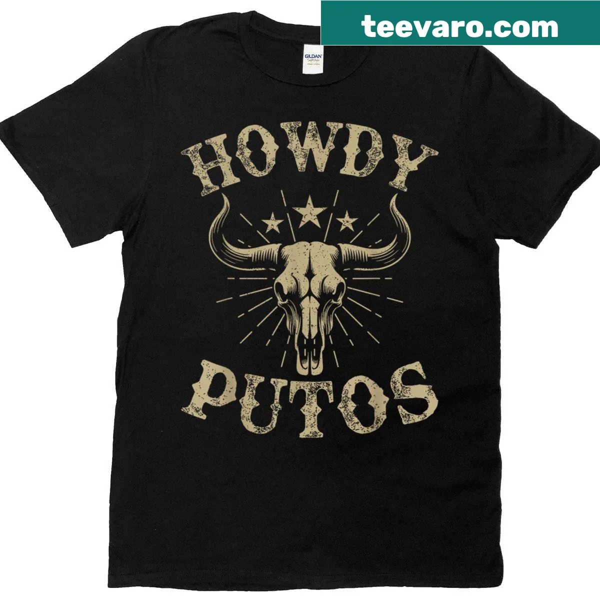 Vintage T-shirt featuring a bull skull design — on a men's t-shirt