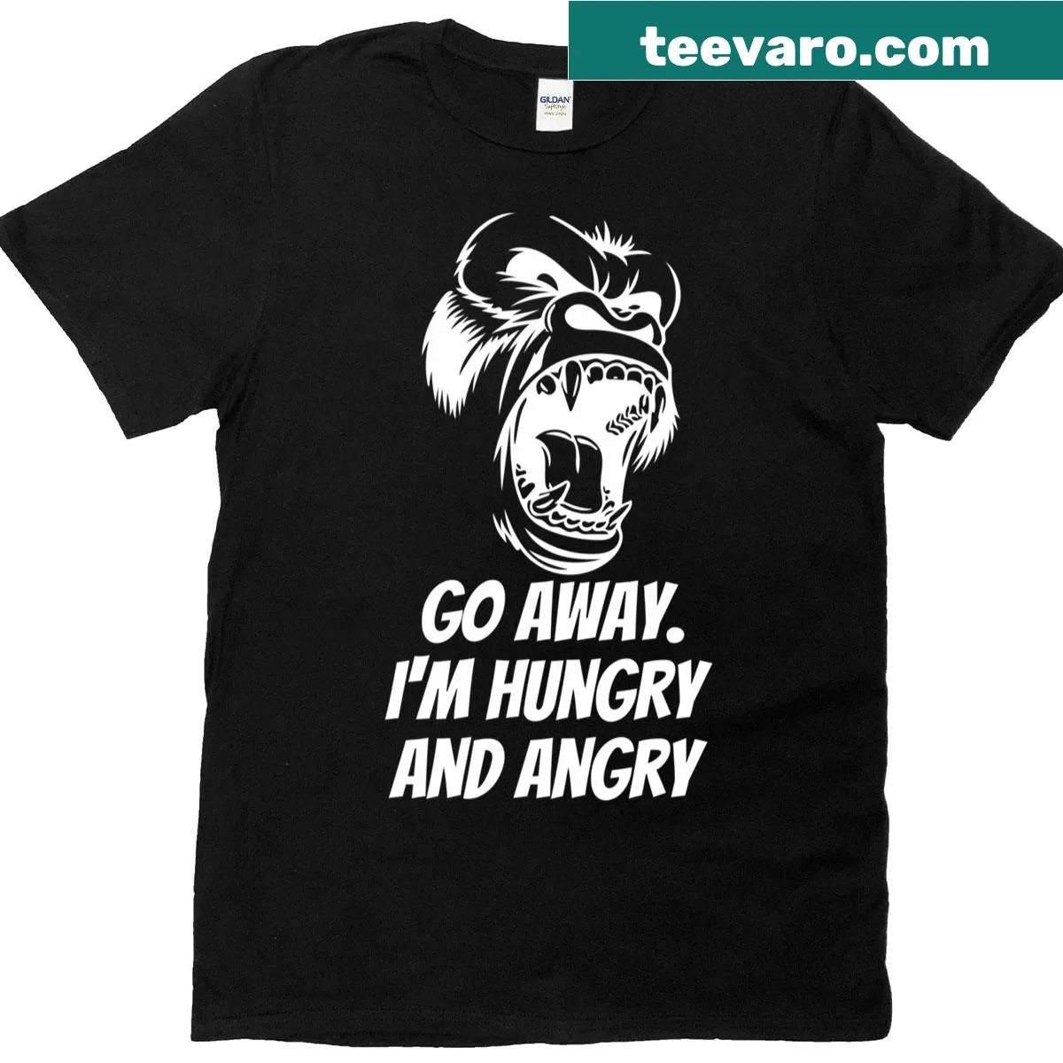 Bold typography T-shirt expressing hunger and anger — on a men's t-shirt