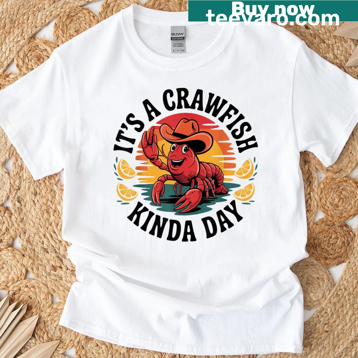 Funny crawfish themed t-shirt with bold text — on a men's t-shirt