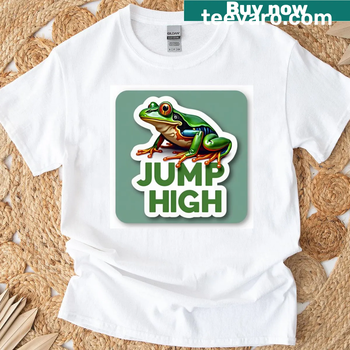 Motivational frog graphic encouraging goal-reaching — on a men's t-shirt