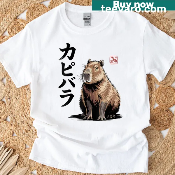 Adorable anime capybara graphic on t-shirt