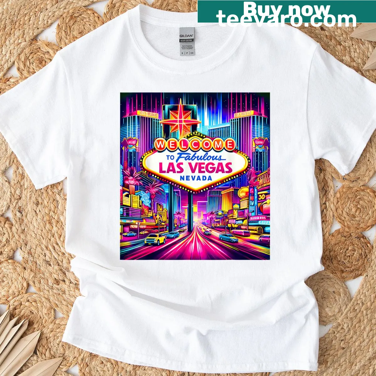 Las Vegas souvenir design on a travel-themed t-shirt — on a men's t-shirt