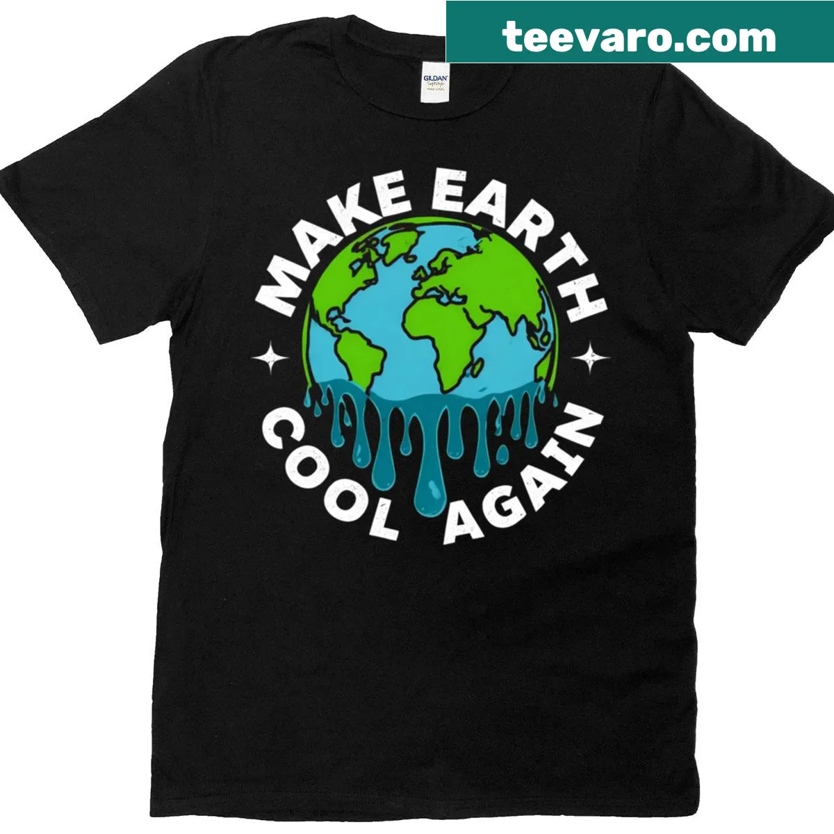 Impactful Make Earth Cool Again climate action t-shirt — on a men's t-shirt