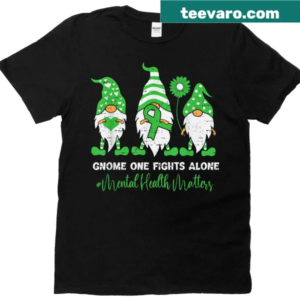 Illustrative gnome holding green ribbon for mental health awareness