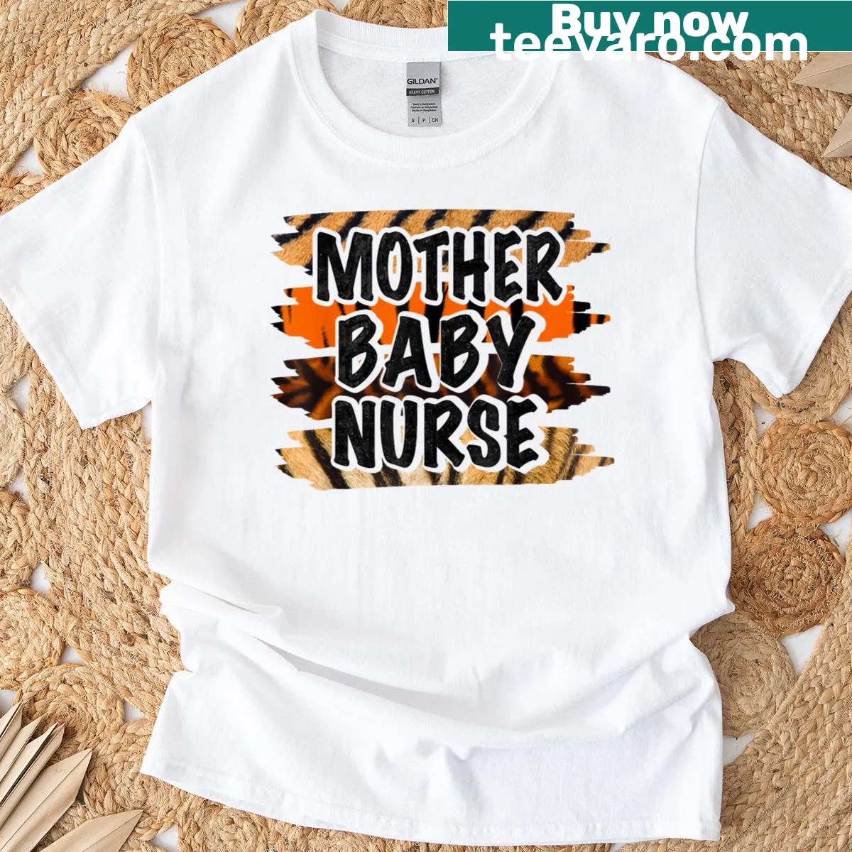 Leopard pattern T-shirt for moms in nursing professions — on a men's t-shirt